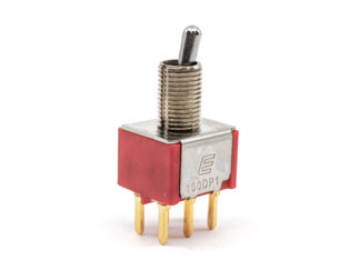 Выключатель Toggle E-Switch 100DP1T2B1M2RE DPDT 20VAC, Золото