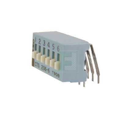 DIP-переключатель CTS 206-6RAST, 6 позиций, SPST, сквозной монтаж