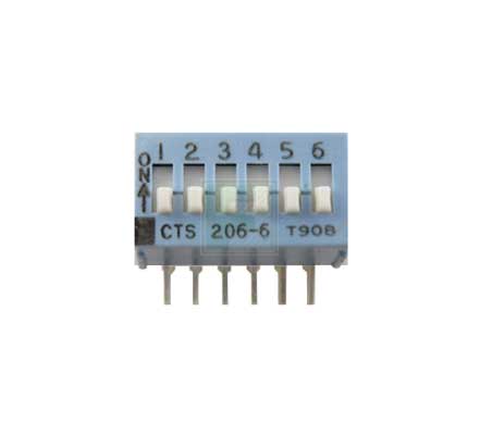 DIP-переключатель CTS 206-6RAST, 6 позиций, SPST, сквозной монтаж