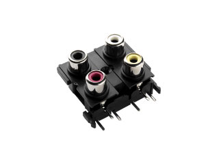 RCJ-412323 Разъем RCA 2x2, угловой, монтаж в отверстие