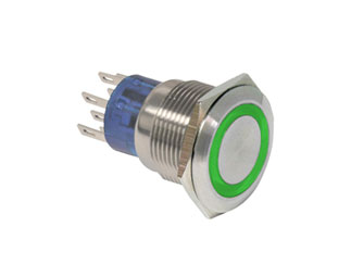 ULV7F2BSS331 E-Switch Кнопка SPDT 3A 250VAC Зеленый LED