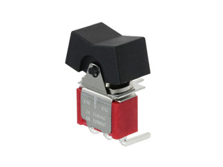 Тумблер E-Switch 300SP3J1BLKM6QE, SPDT, On-Off-On, 5А, угловой разъем
