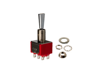 Toggle Switch C&K 7205P3YZQE DPDT, 5A, Silver Contacts, Solder Lug