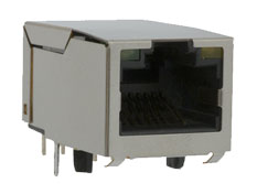 J1011F01PNL Разъем RJ-45, 1x1, экранированный, прямой угол, сквозное отверстие