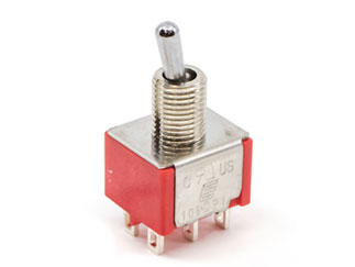 Переключатель тумблерный E-Switch 100DP1T2B3M1QE, DPDT, On-None-On, 5А, 120VAC