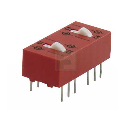 76SD02T DIP-переключатель Grayhill, 2 позиции, DPDT, сквозное отверстие