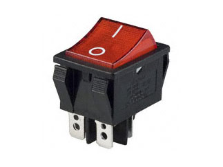 Rocker Switch R5BBLKREDFF2 E-Switch DPST 20A
