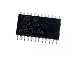 STLED316SMTR Драйвер светодиодов, 6-разрядный, последовательный интерфейс